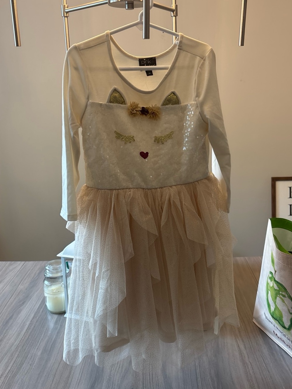 Pink & Violet Cream Unicorn Tulle Dress for Kids – Long Sleeve
